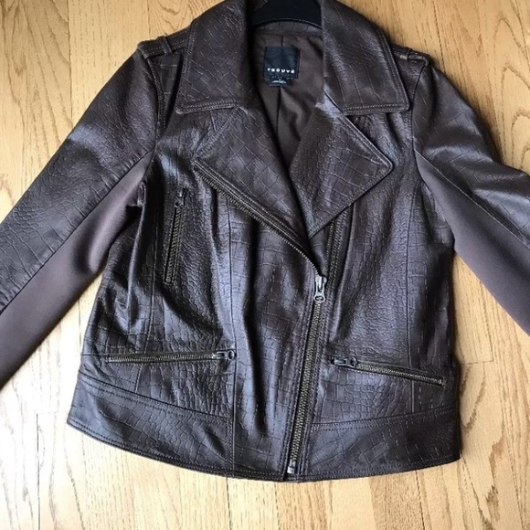 Trouve Dark Brown Leather Jacket - Picture 4 of 7